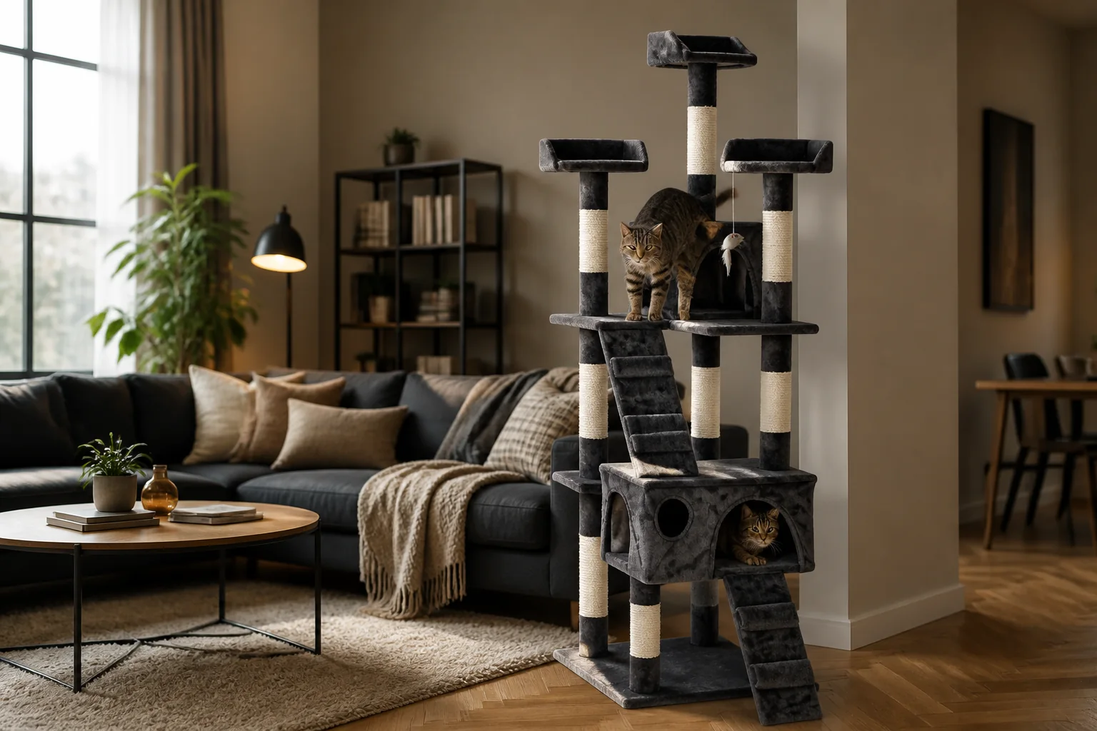 Cat on a MiauHaus cat tree